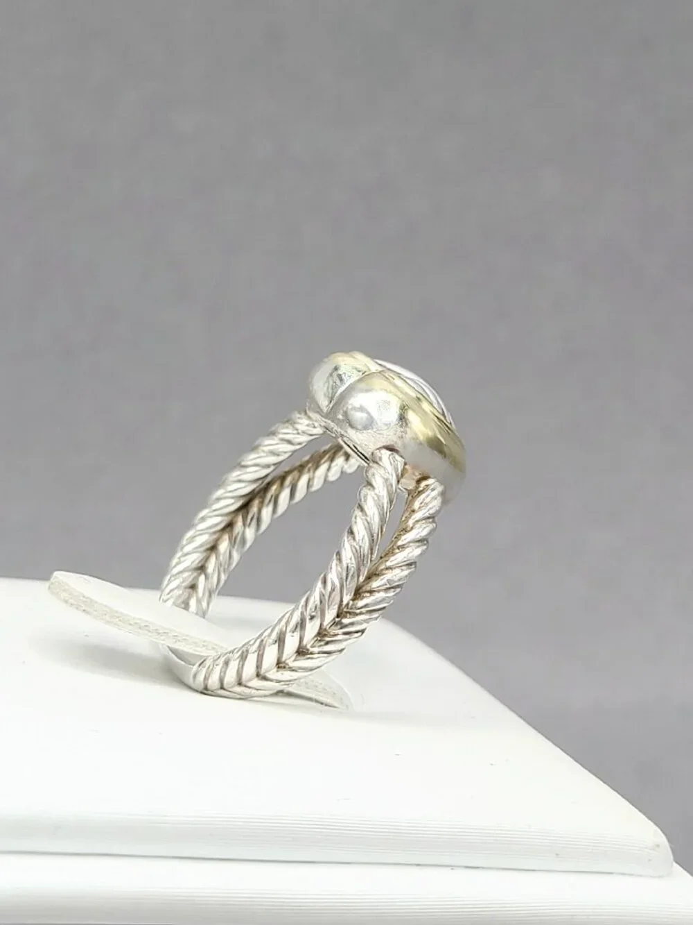 David Yurman Classic Cable Sculpted Heart Ring w/ 18K Yellow Gold - Sz 7 - RARE - Picture 6 of 12